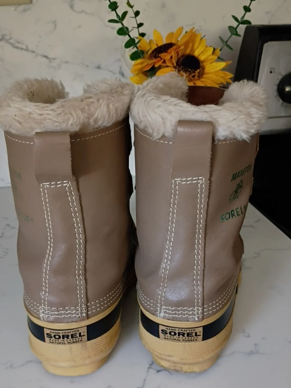 Sorel Caribou  Men's Waterproof Winter Duck Boots - Black and Tan